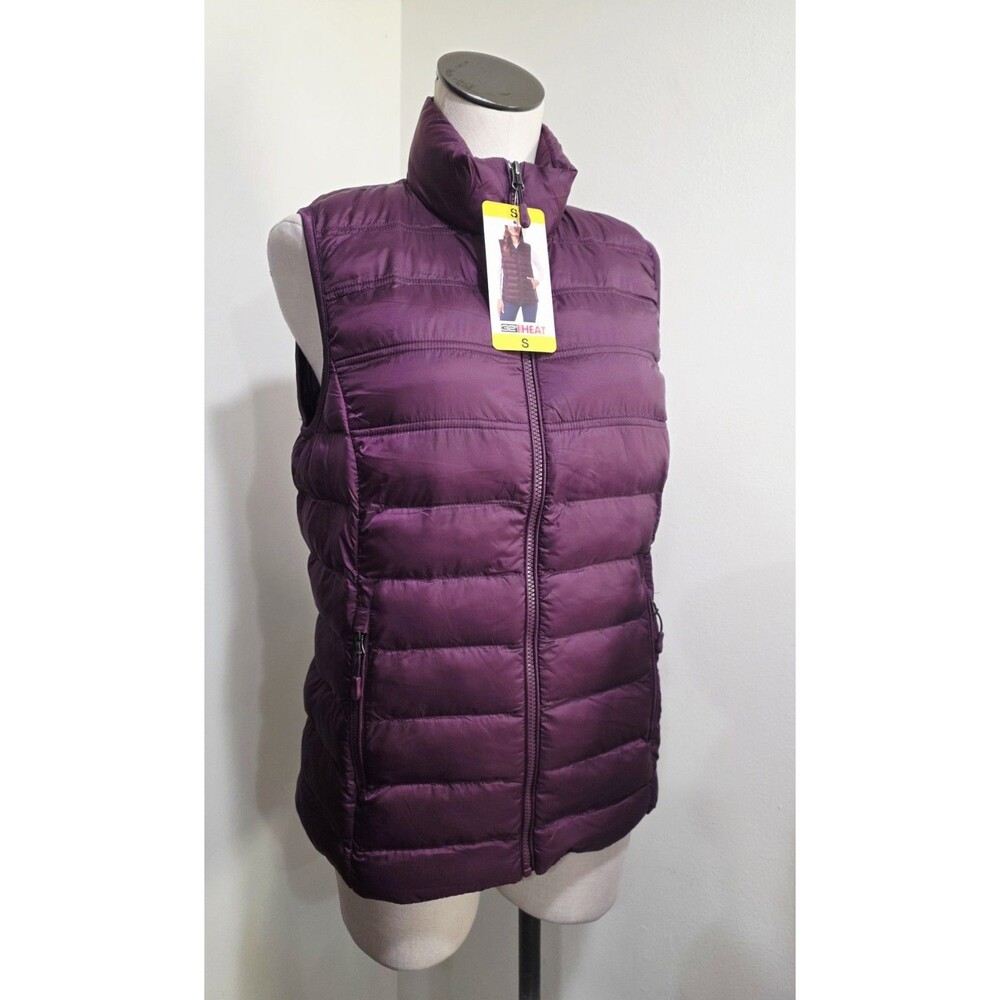 32 Degrees Ladies Puffer Vest Zip Pockets Mock Neck Purple Women's Size Small